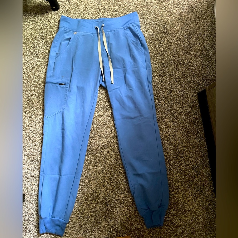 FIGS scrubs Zamora jogger pants, size S, Ceil blue